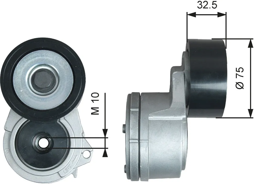 Galet tendeur GATES T38724 pour courroie trapézoïdale Audi A8 et BMW E36