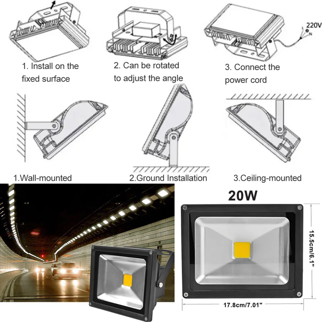 Spot LED Extérieur 20W Étanche IP65 Projecteur Angle 120° Pack de 3