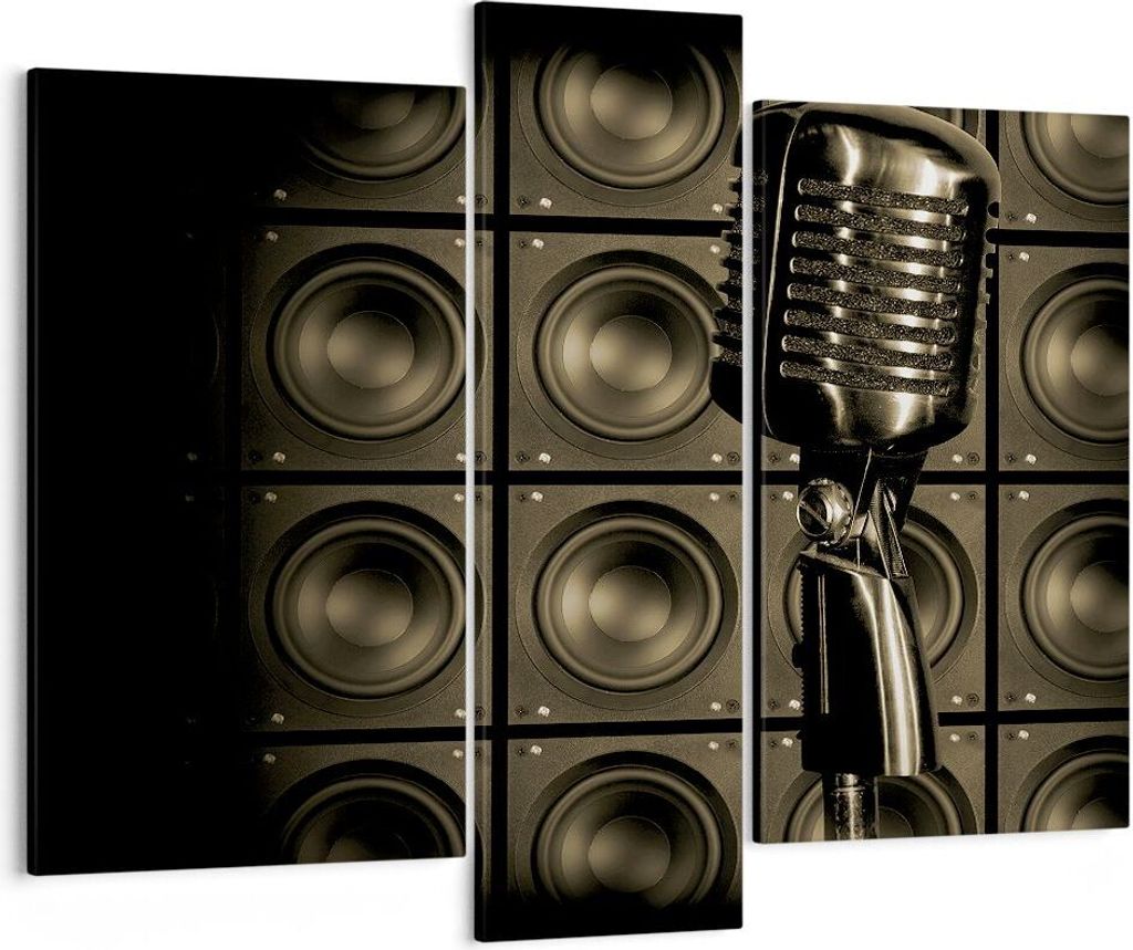 Bild auf Leinwand - Leinwandbild - Mikrofon Retro Singen - 95x80cm - Wand Bild - Wanddeko - Leinwanddruck - Bilder - Kunstdruck - Wanddekoration - ...
