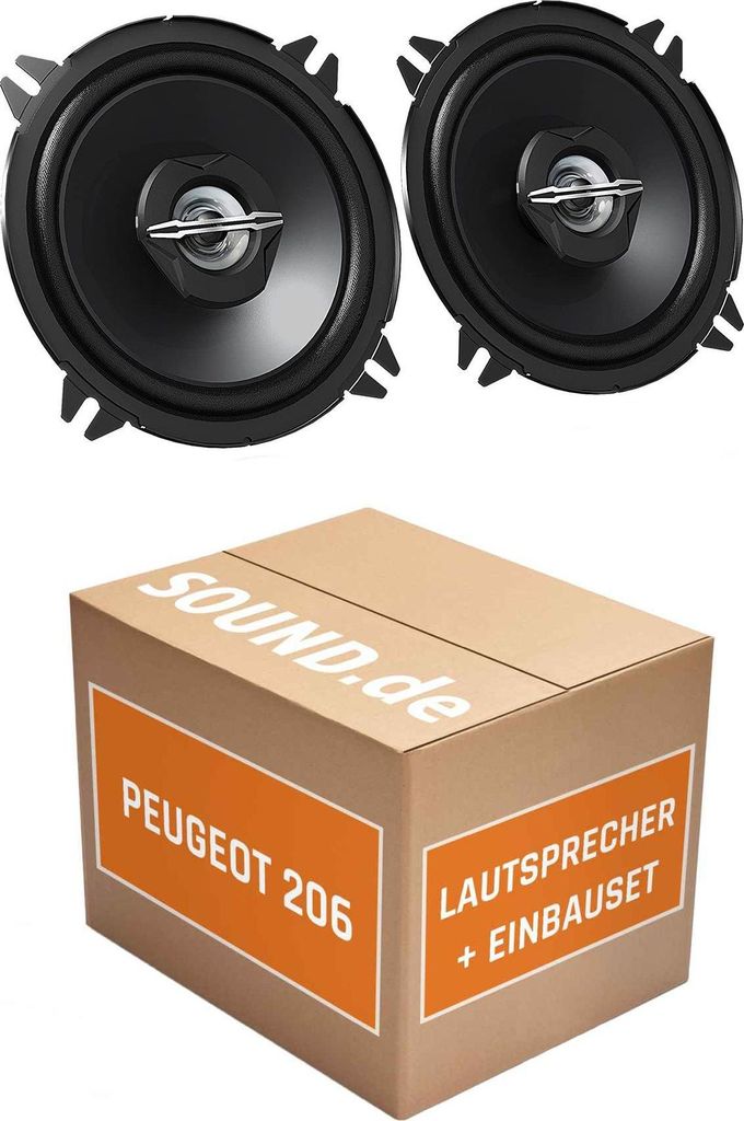Lautsprecher Boxen Einbaupaket vorne JVC CS-J520 passend für Peugeot 206 | 2x Tief-Mitteltöner mit integriertem Hochtöner 250W MAX
