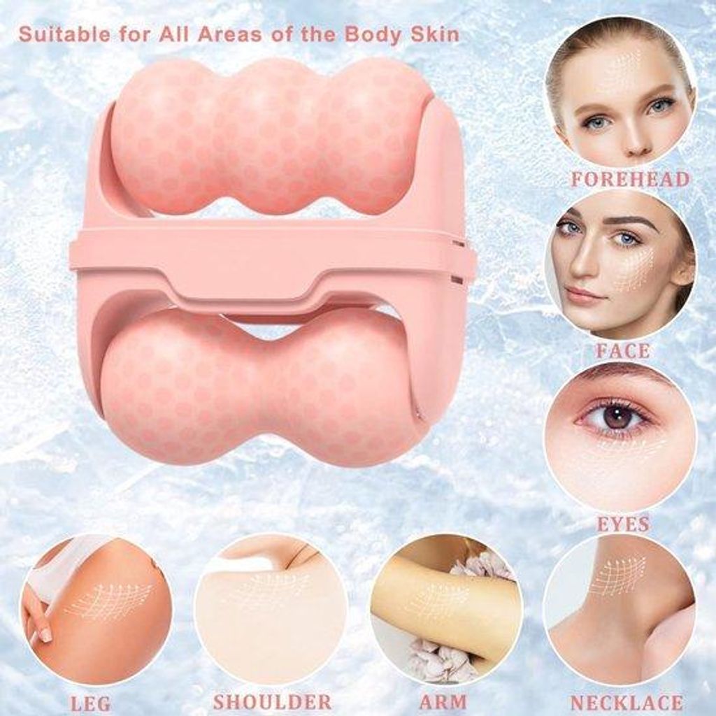 Famanu Ice Roller 2-in-1 – Gesicht- und Körperroller für Kältetherapie und Schmerzlinderung – Rosa