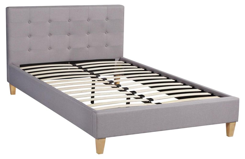 Polsterbett ADELE Bett mit Stoff in grau 120x200 cm Produktbild 