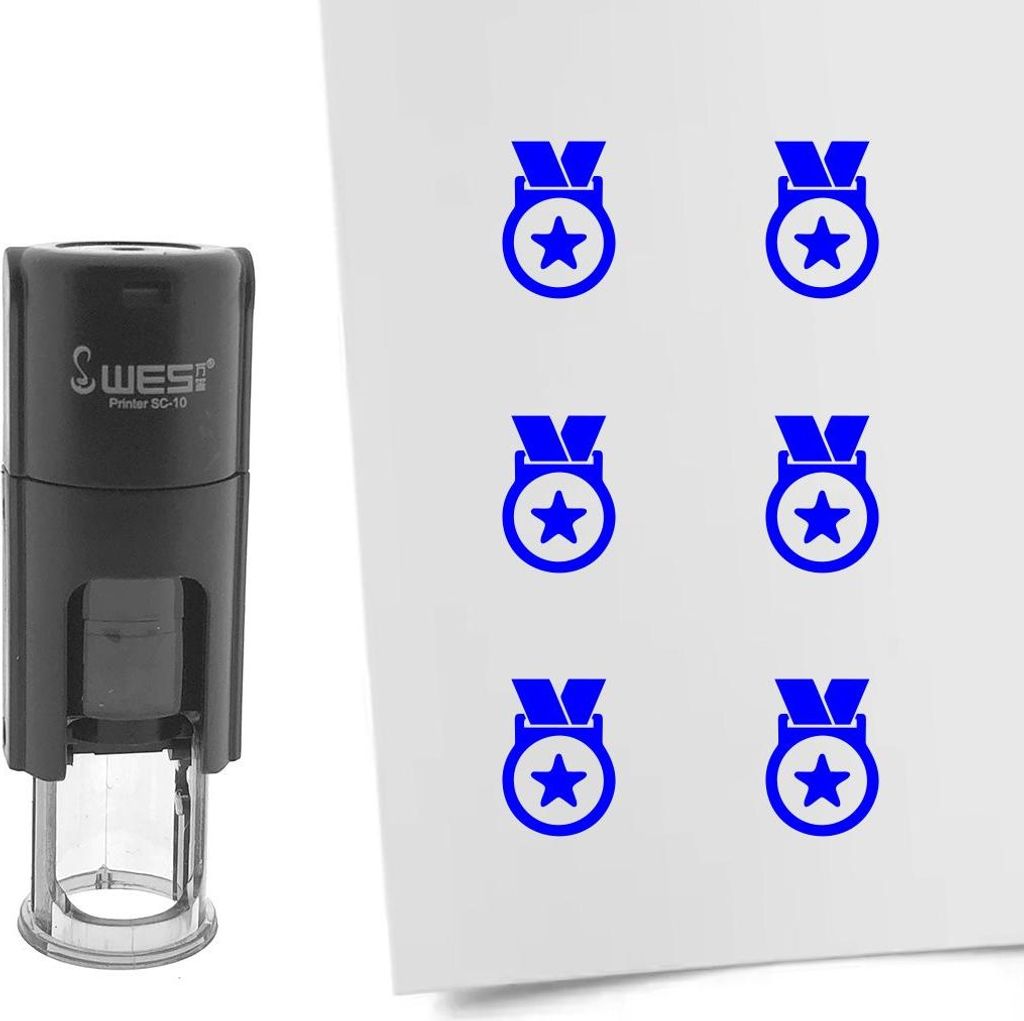 CombiCraft Selbstfärbender Stempel 'Medaille' in der Farbe Blau, Ø10mm