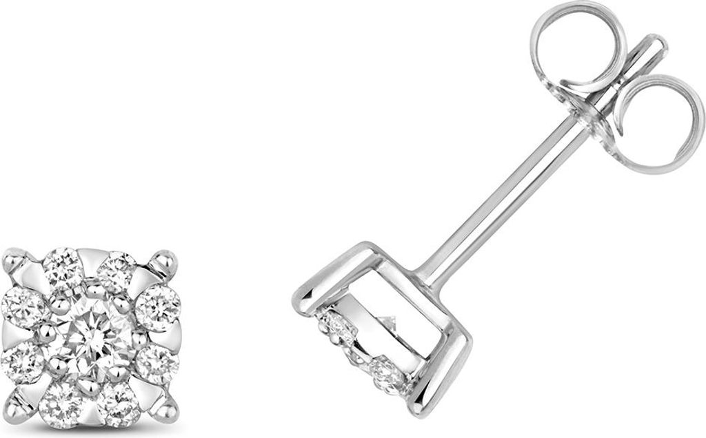 9 Karat (375) Weißgold Damen - Diamant Paar Ohrstecker Produktbild 