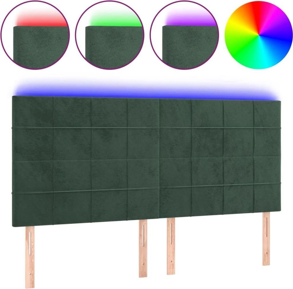 vidaXL LED Kopfteil Dunkelgrün 160x5x118/128 cm Samt