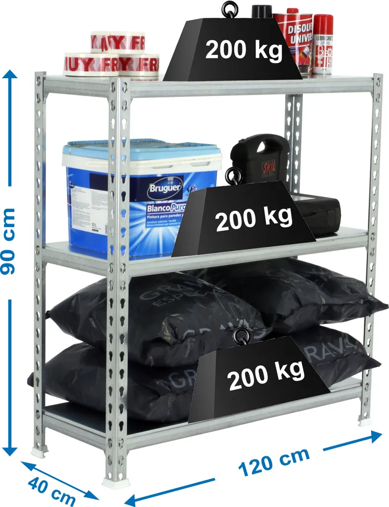 Étagère de rangement en métal galvanisé 900mm - Rayonnage Simonclick Pro