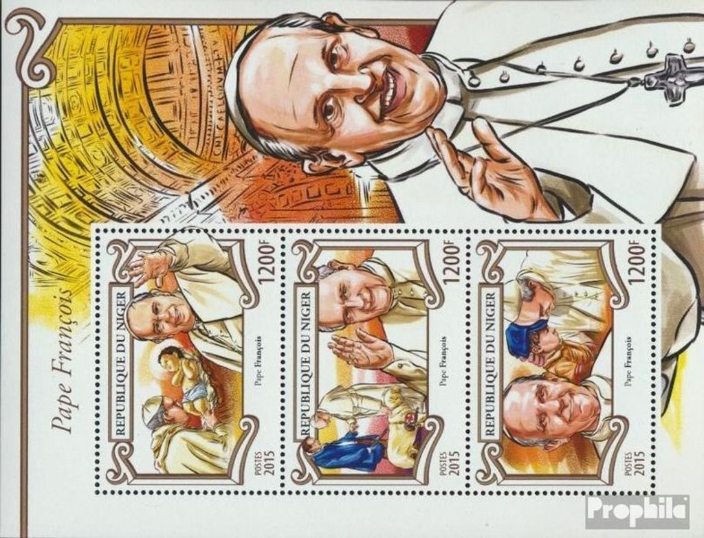 Briefmarken Niger 2015 Mi 3614-3616 Kleinbogen (kompl. Ausg.) postfrisch Papst Franziskus