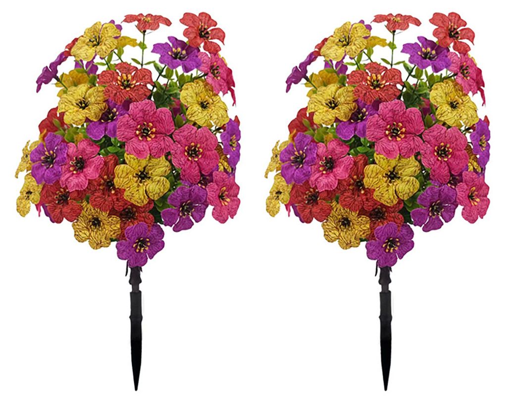 Künstlicher Blumenstecker für den Außenbereich, UV-beständig, mit Erdspieß, realistische künstliche Sträucher, Pflanzen für Garten, Hof, Ve...