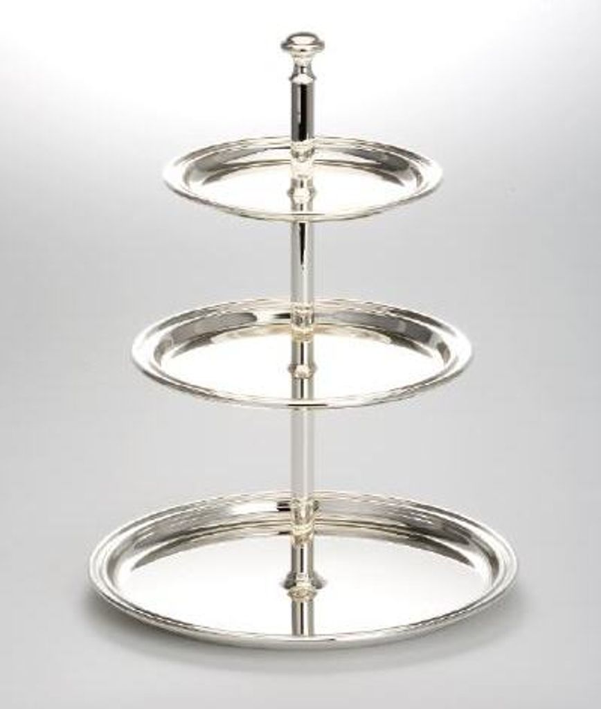 Etagere 3-tlg. Groß Höhe 30,0 cm versilbert Anlaufgeschützt
