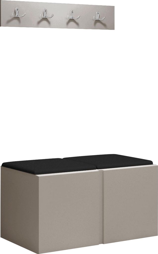 MIRJAN24 Garderoben-Set Orion VI, Garderobe mit Sitzbank mit 2 x Wandpanel 42x42 (Farbe: Cashmere, Soft 011)