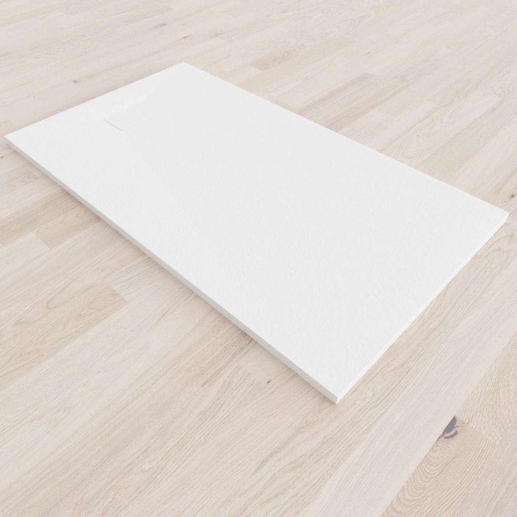 i-flair SMC Duschwanne 160x90 cm – 26 mm flach inkl. Ablaufgarnitur mit Deckel, Weiß