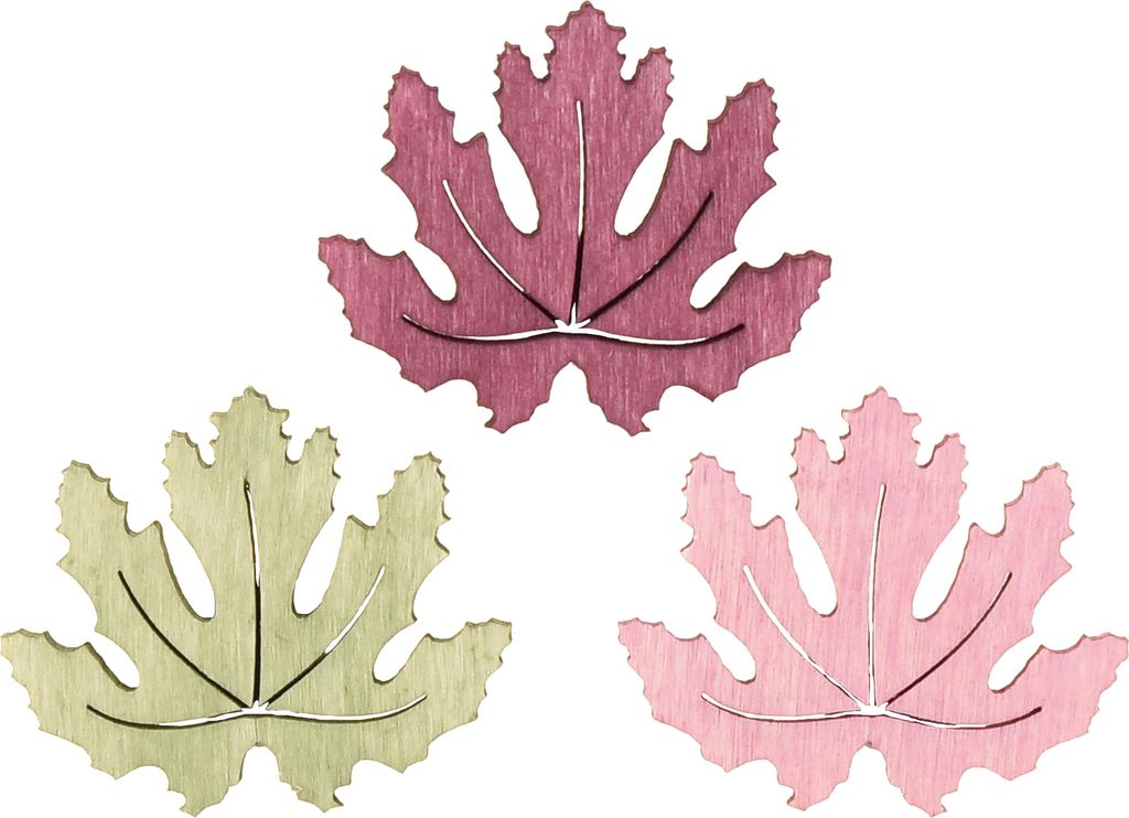 Streudeko Holz Ahornblätter Herbst Tischdeko Lila Rosa Grün 72 Stk., 72 Stück