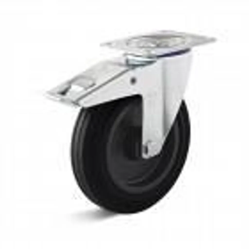 Roulette pivotante Torwegge avec frein ø200 mm en caoutchouc gris
