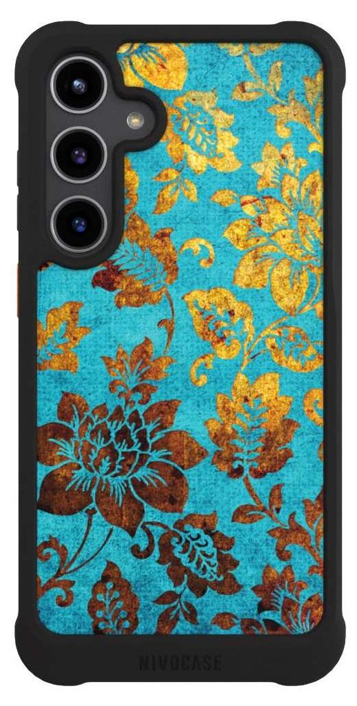 NIVOCASE Hülle für Samsung Galaxy S24+ Stoßfeste Handyhülle NIVOmax Case Schwarz Blumen Ornamente Vintage