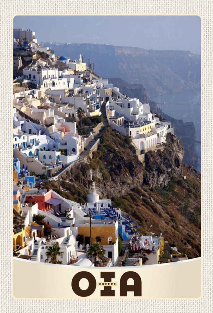 vianmo Holzschild 30x20 cm Oia Greece Griechenland Europa Insel Bildmotiv Reisemotiv Abenteuer Reisen