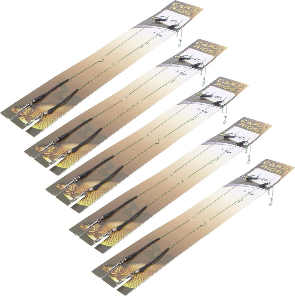 Angelhaken-Rigs für Karpfenfischen, 5er Set, Haken mit Widerhaken und robuster Hakenlinie