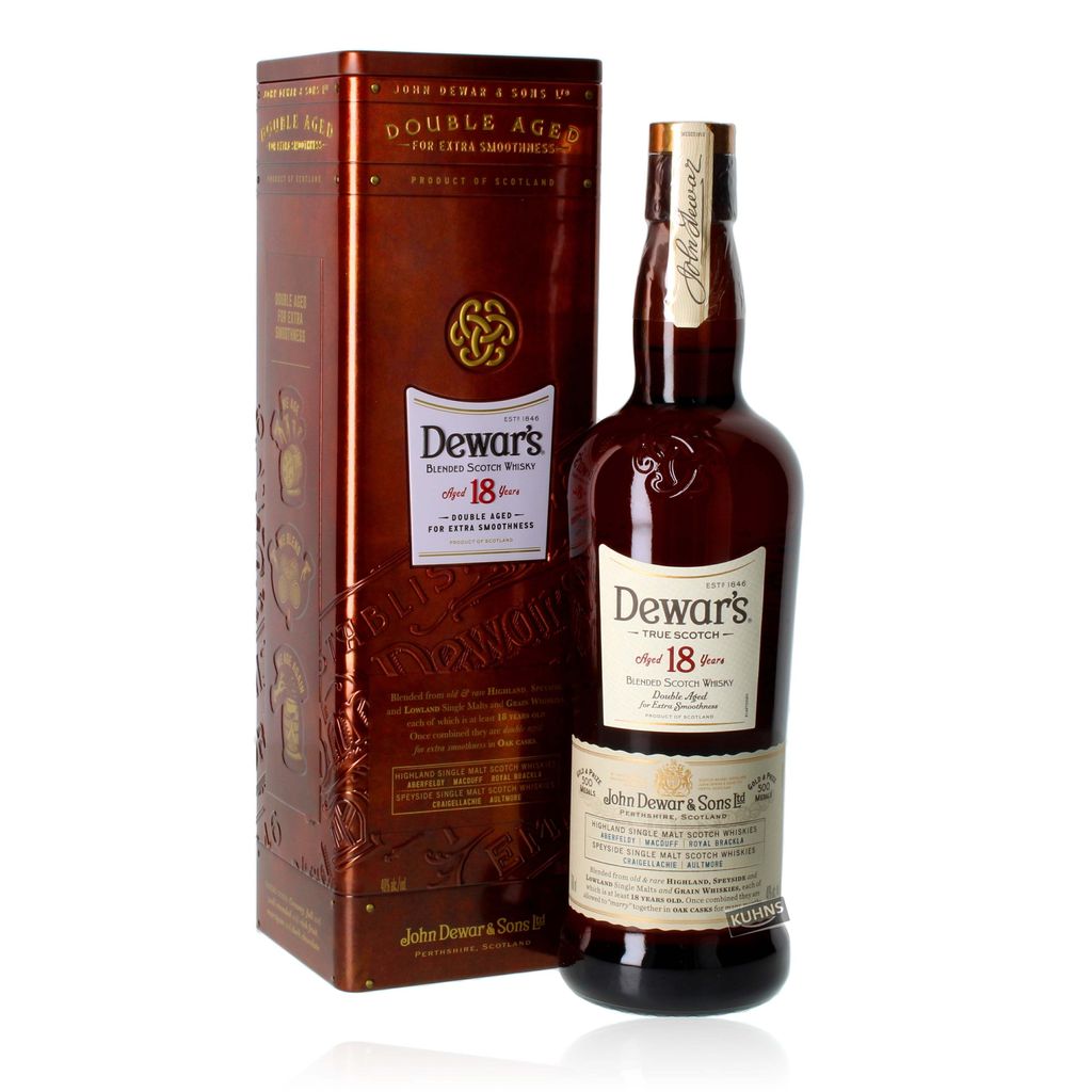 Dewar's 18 Years Old Double Aged Blended Scotch Whisky 40% Vol. 0,7l in Tinbox