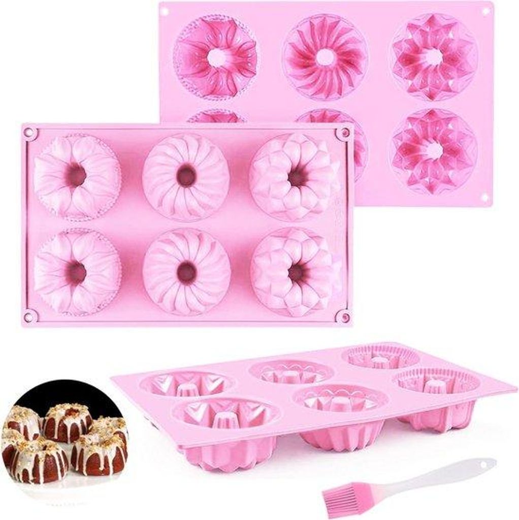 Mini-Kuchentassen in Rot, 3er-Set, mit Leinöl-Bürste, Backformen für Torten, Makronen, Cupcakes, Durchmesser 7 cm, wiederholbar, Selbstbaubacken.
