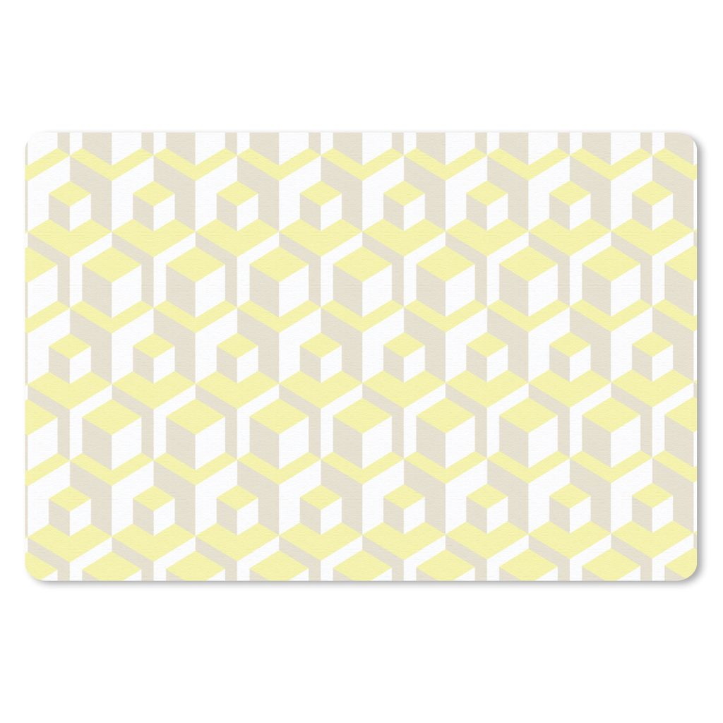 MuchoWow Mauspad Mousepad Blöcke - Muster - 3D - Gelb 27x18 cm - Mousepads - Maus Mat - Pad - Mausunterlage - Büroartikel - Desk Matten
