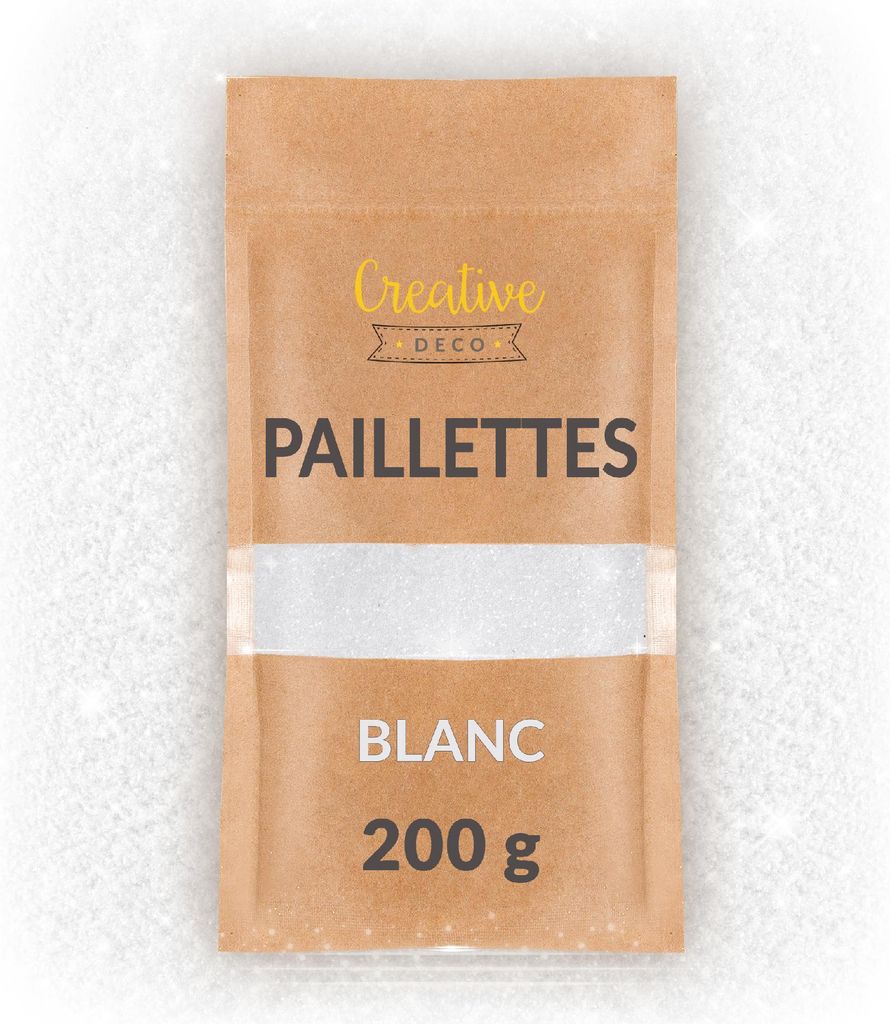 Creative Deco 200g Paillettes Holographiques Blanc 0,2mm - Image du produit 