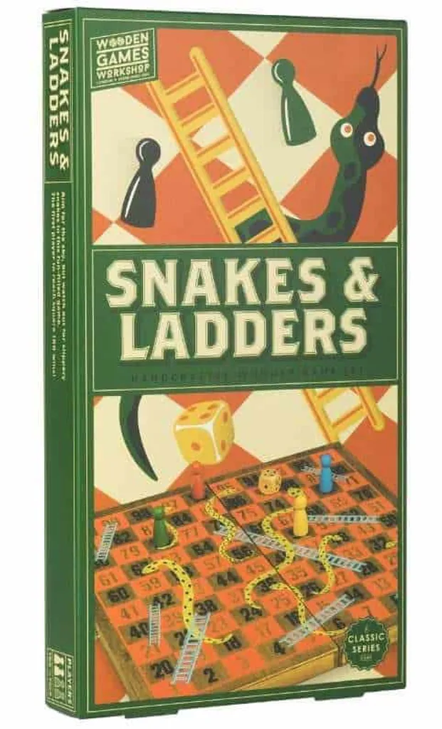 Jeu de société Serpents et échelles traditionnel avec plateau illustré