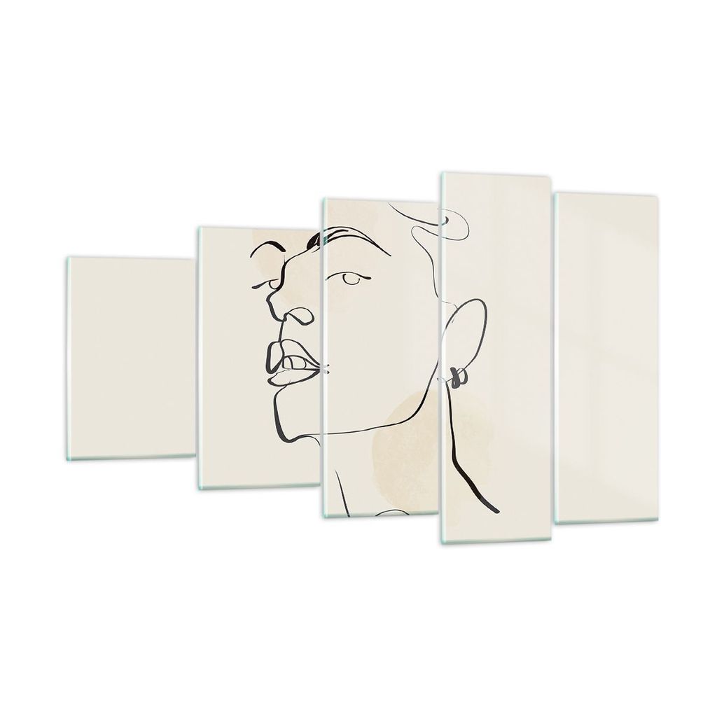 Bilder auf glas - 5 Teile - Minimalismus Porträt Linie - 100x60cm - Glasbilder - Wandbilder - Bilder - zum Aufhängen bereit - Wanddekoration aus ...