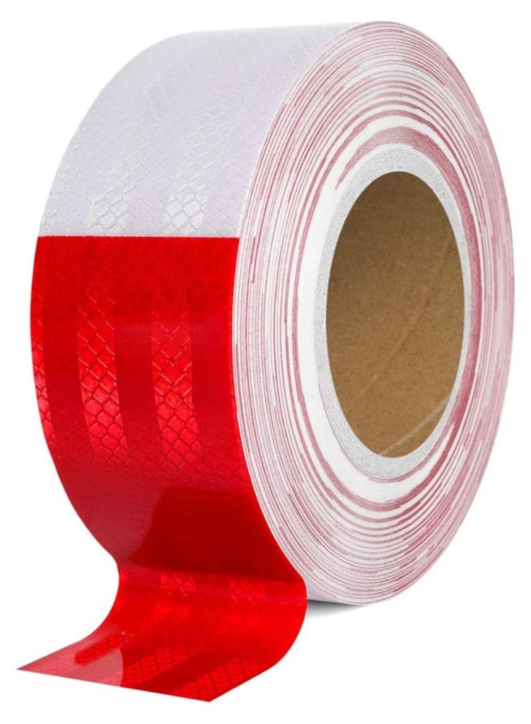 Reflektierendes, selbstklebendes Folienband mit hoher photometrischer Leistung, 45,7 m x 5,5 cm, rot-weiß