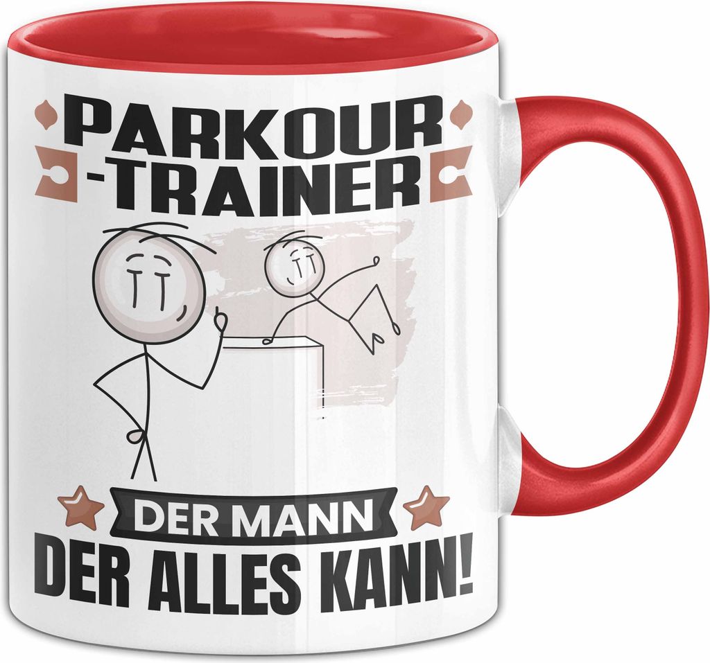 Parkour-Trainer Tasse Geschenk für Parkour-Trainer Der Mann Der Alles Kann Geschenkidee zum Geburtstag (Rot)