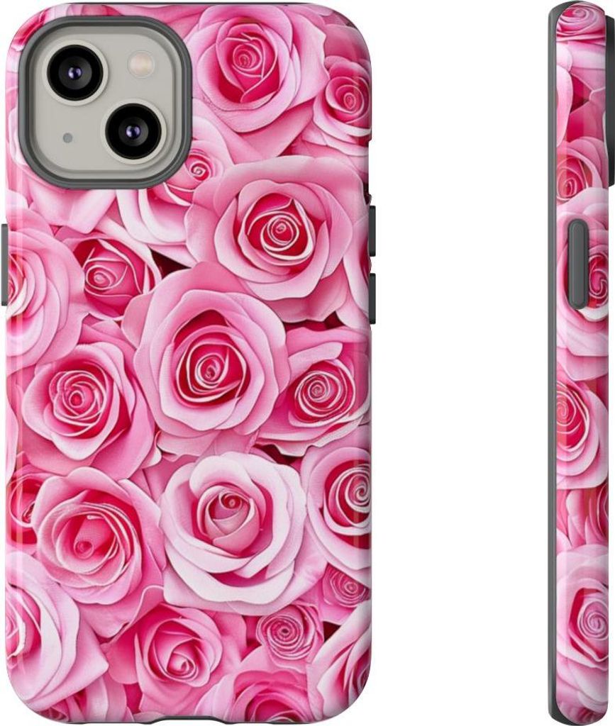 Glänzendes Rosenmuster in Pink – Hülle Kompatibel mit iPhone 14