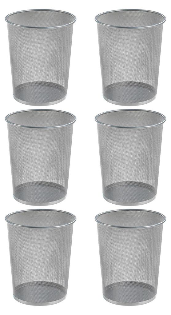 Papierkörbe - 20 Liter - Silbergrau - Metallgeflecht - 6er Set