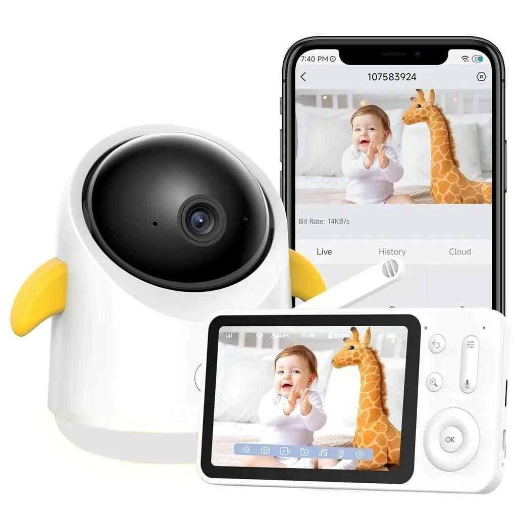 BOIFUN 5" Babyphone PTZ 355° Mit Kamera Drahtlose 1080P Baby Monitor