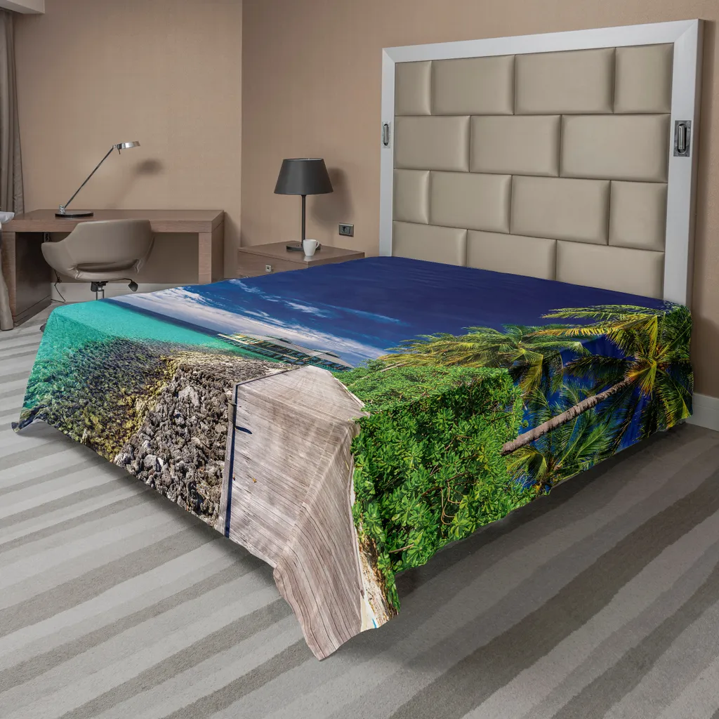 Drap de lit décoratif 266x260 cm pour Chambre d'Hôte, Thème Tropical