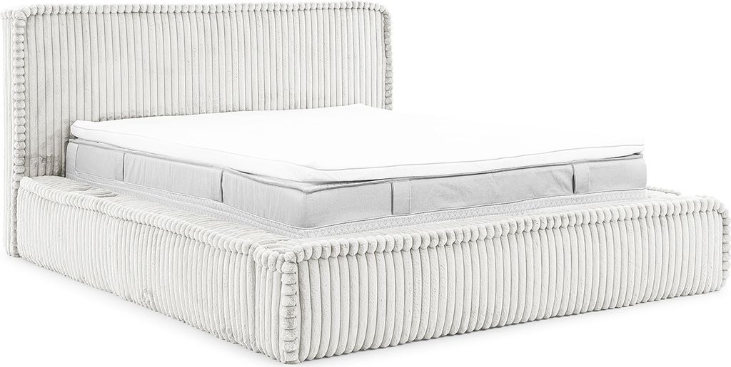 MEBLINI Mesut Polsterbett 200x200 mit Lattenrost und Matratze - Bubble Bett - Cloud Bett - Marshmallow Bed - Kopfteil Bett mit Stauraum - Betten - ...