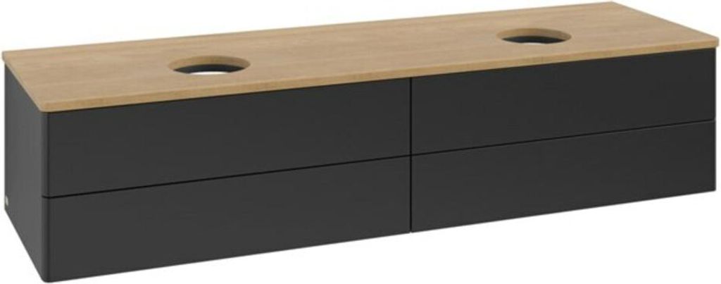 V&B Waschtischunterschrank ohne Frontstruktur, mit Beleuchtung Antao 160x50cm, WBP-farbe hon. Oa, bla m Lac