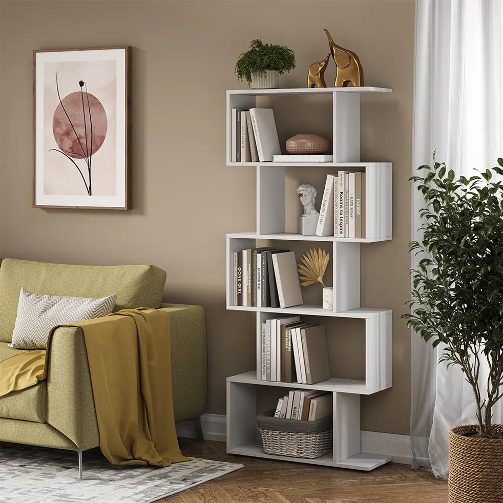 Meuble de rangement 5 compartiments Vicco Levio Blanc haute qualité 164cm