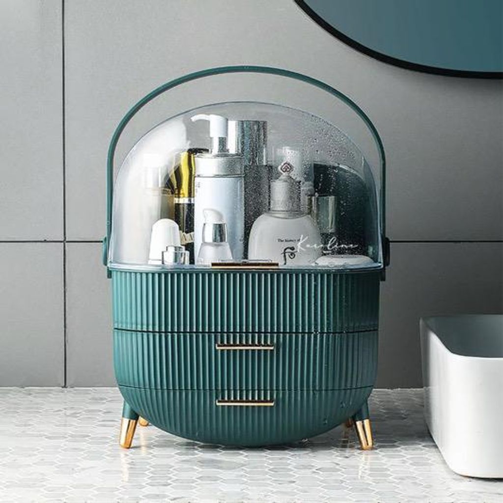 Karoline Beauty Make Up Kosmetik Organizer, Tragbare Schmink Aufbewahrung mit Staubdichtem Deckel,Skin Care Organizer,Schminke Aufbewahrungssystem