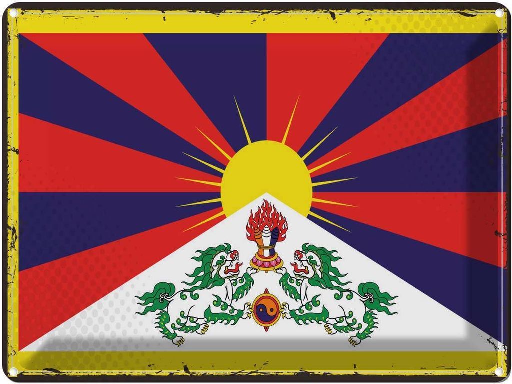 vianmo Blechschild 30x40 cm Tibets Retro Tibet Flagge Fahne Wappen
