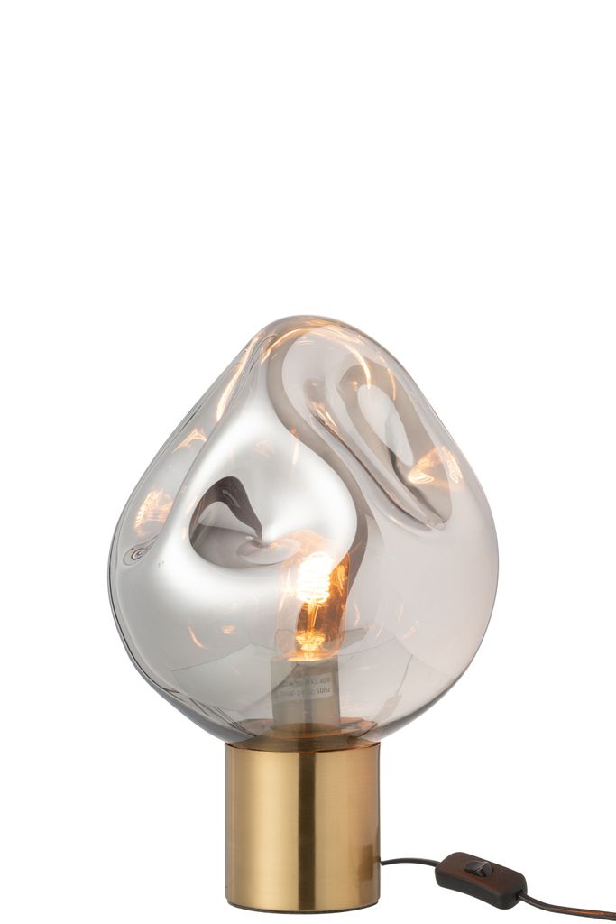 J-Line Tischlampe Gold Metall/Glas Grau