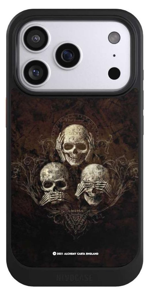 NIVOCASE Hülle für Apple iPhone 17 Pro Handyhülle NIVOcore Case Schwarz Art Gothic Totenköpfe