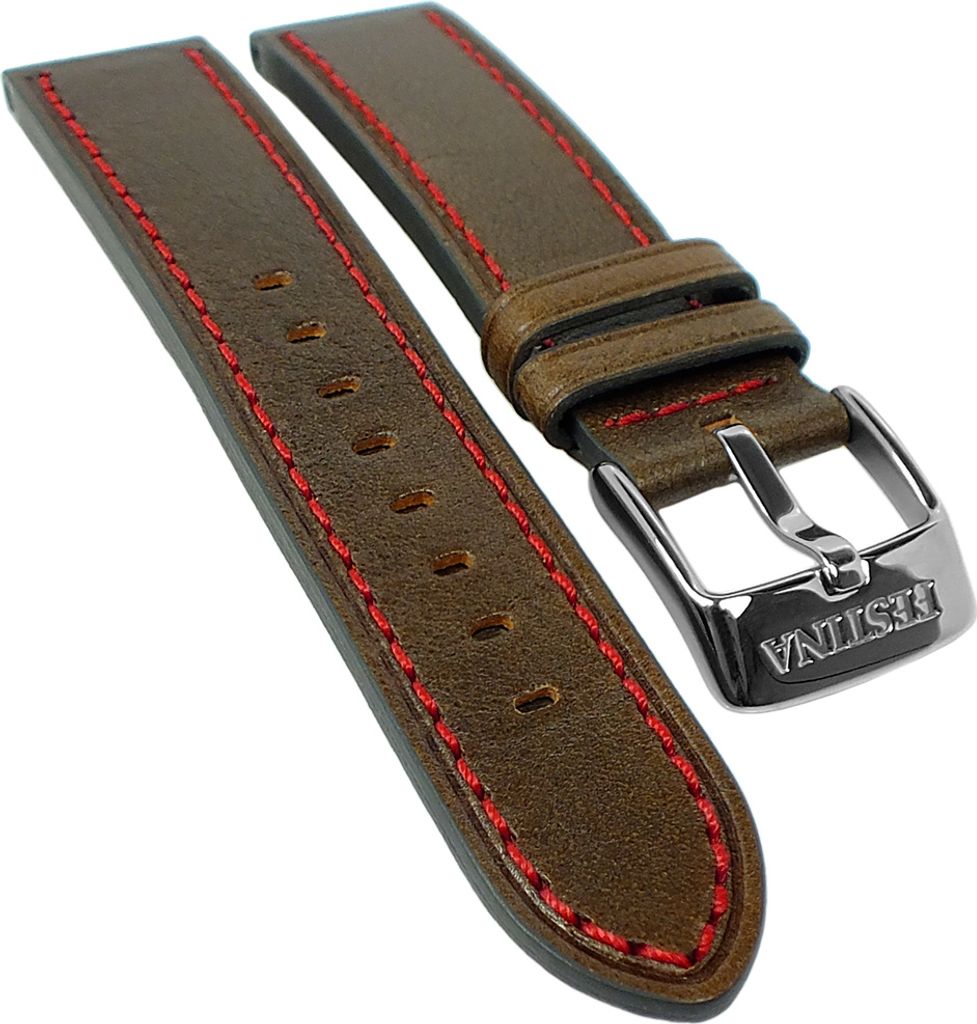 Festina F16243/4 ⇒ Uhrenarmband 21mm braun Leder Kontrastnaht ⇒ F16243