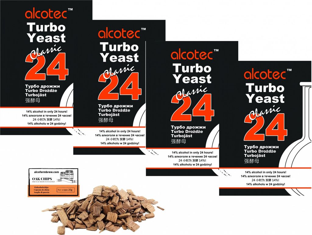 4 x Alcotec Turbohefe - Classic 24 Alkohol Brennhefe, Gärhefe, Wodkahefe