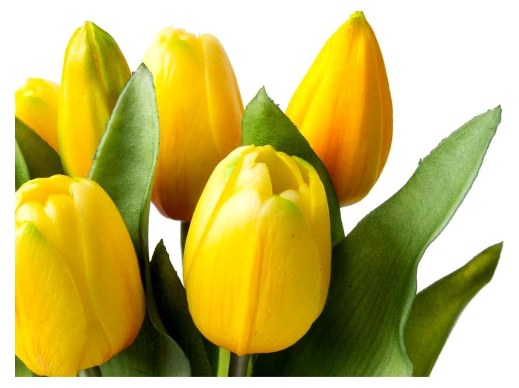 künstliches Tulpenbündel Sally mit 4 Tulpen und 3 Tulpenknospen (gelb)