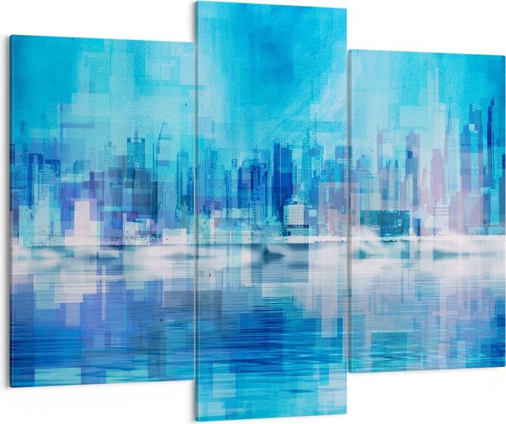 Bild auf Leinwand - Leinwandbild - Stadt Aussicht Wasser - 130x100cm - Wand Bild - Wanddeko - Leinwanddruck - Bilder - Kunstdruck - Wanddekoration ...