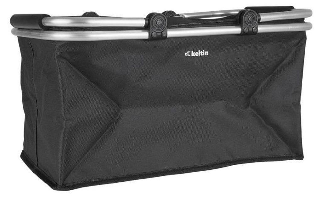 Faltbarer Einkaufskorb Mit Kühlfunktion 30L – Isolierte Kühltasche Mit Alurahmen, Leicht, Für Auto, Camping & Strand, Schwarz