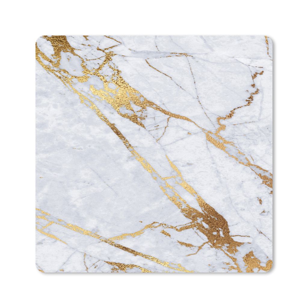 MuchoWow Mauspad Mousepad Marmor - Weiß - Gold 20x20 cm - Mousepads - Maus Mat - Pad - Mausunterlage - Desk Mat - Bureauartikeln