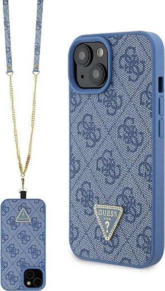 Guess Guhcp15Sp4Tdscpb Iphone 15 / 14 / 13 6.1 Niebieski/Blu Custodia rigida Crossbody 4G Logo in metallo