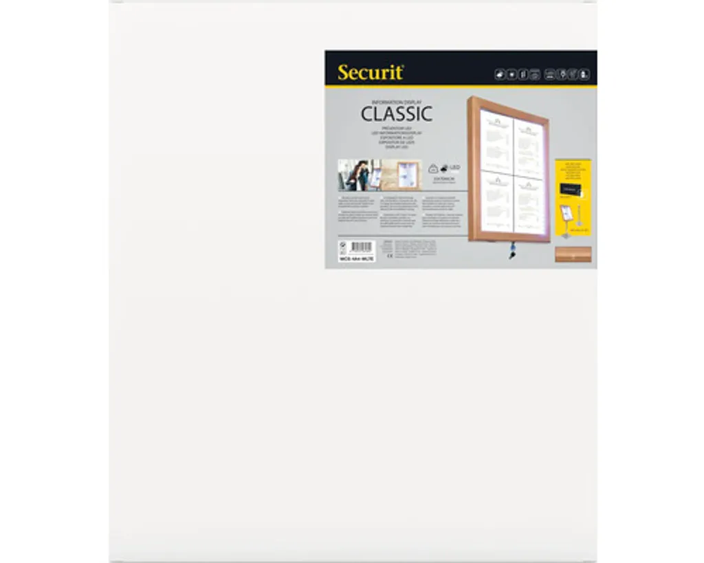 Affichage d'informations Securit Teak à LED blanches 4xA4 sans mât - 11