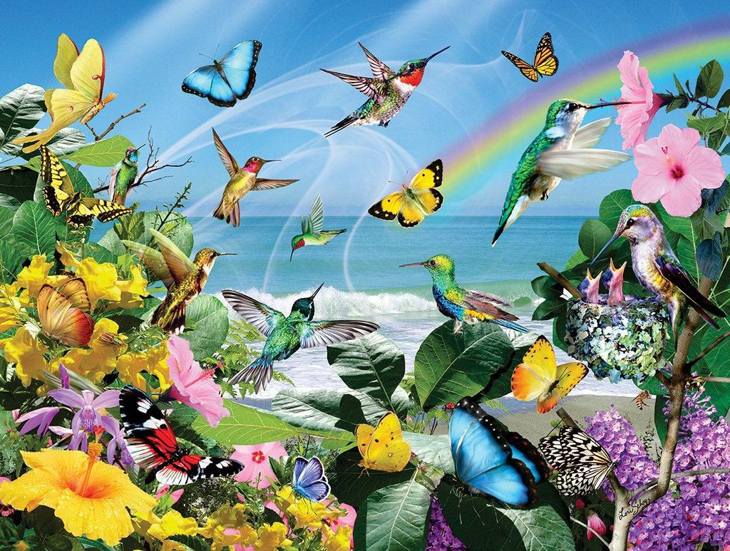 SunsOut Puzzle XXL Teile - Lori Schory - Hummingbirds at the Beach - 500 Teile