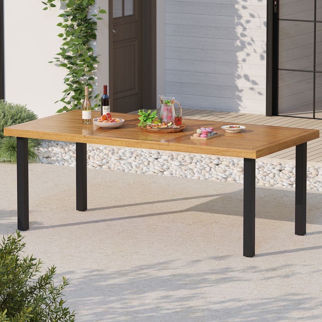COSTWAY Gartentisch mit Schirmloch, 200x100cm, großer