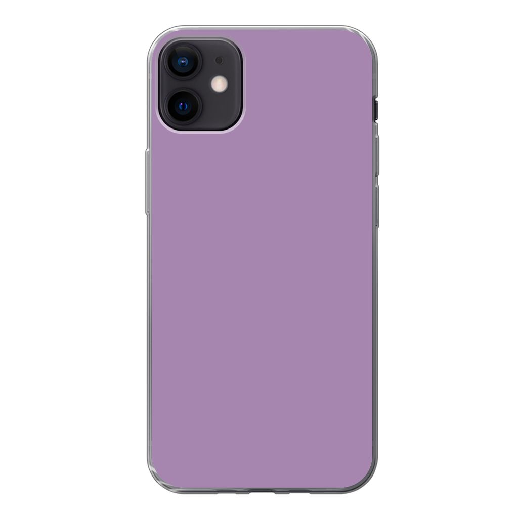 MuchoWow Handyhülle Schutzhülle Hülle für iPhone 12 mini Innenbereich - Violett - Farben - Farbe - Einfarbig Silikon Softcase Handy Hülle - ...